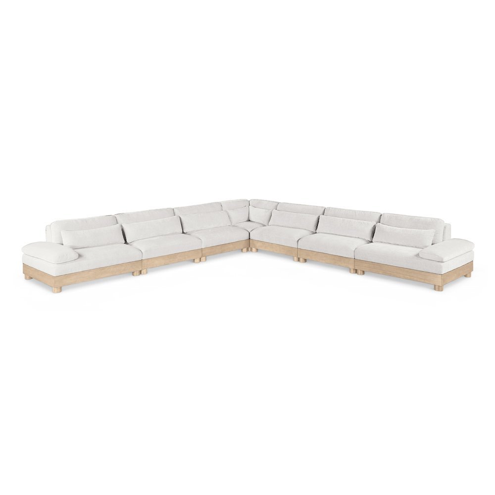 Turin 167.75" Cream Chenille Fabric Upholstered 7pc. Modular Sectional