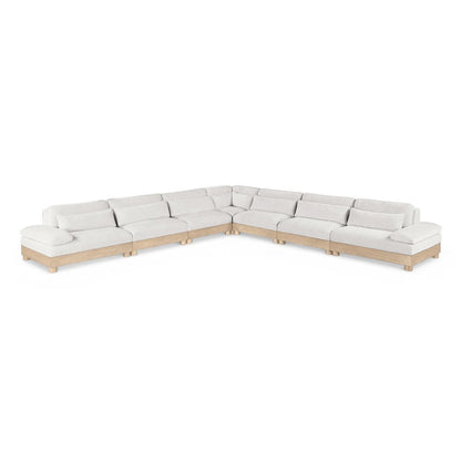 Turin 167.75" Cream Chenille Fabric Upholstered 7pc. Modular Sectional