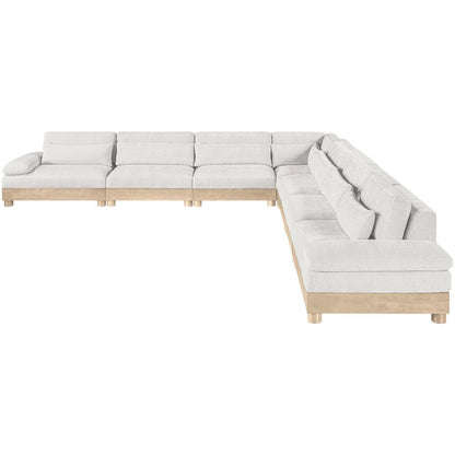 Turin 167.75" Cream Chenille Fabric Upholstered 7pc. Modular Sectional