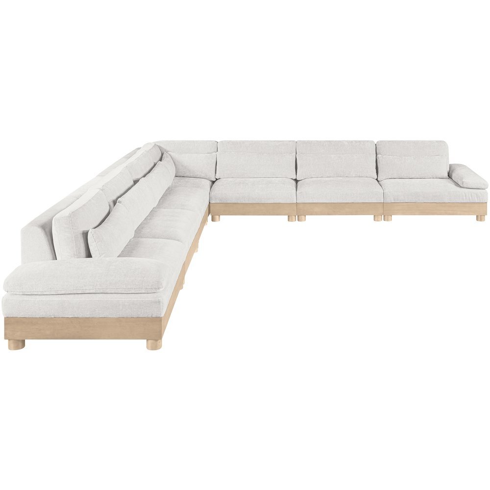 Turin 167.75" Cream Chenille Fabric Upholstered 7pc. Modular Sectional