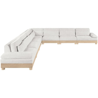 Turin 167.75" Cream Chenille Fabric Upholstered 7pc. Modular Sectional
