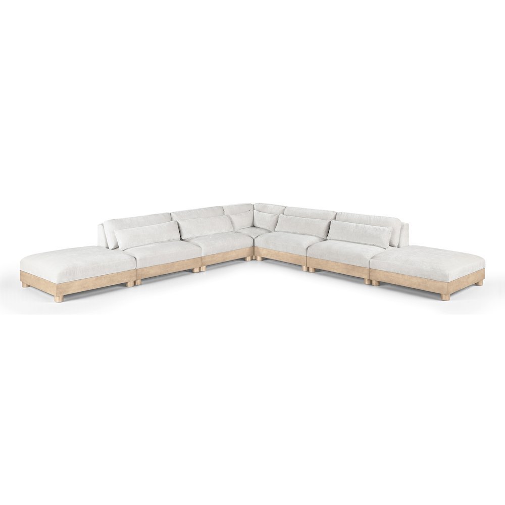 Turin 160" Cream Chenille Fabric Upholstered 7pc. Modular Sectional