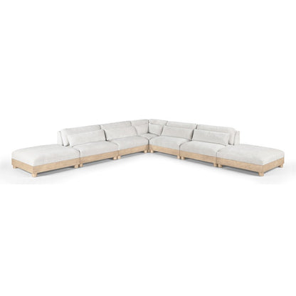 Turin 160" Cream Chenille Fabric Upholstered 7pc. Modular Sectional
