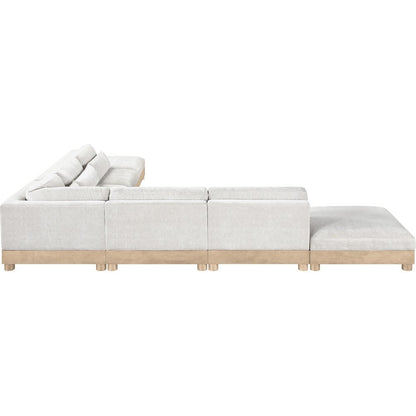 Turin 160" Cream Chenille Fabric Upholstered 7pc. Modular Sectional