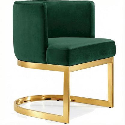 Gold Velvet Dining Chair with Armrests and Contemporary Design