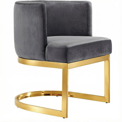 Gold Velvet Dining Chair with Armrests and Contemporary Design