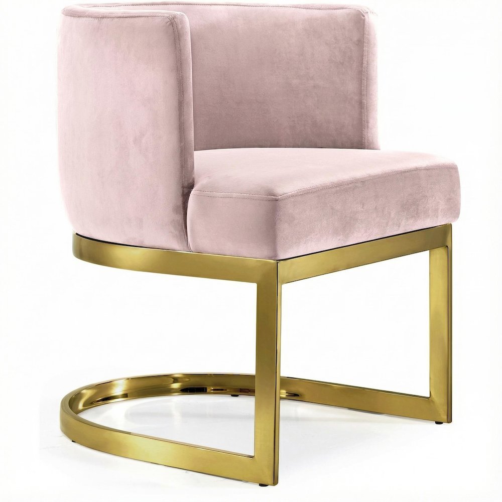 Gold Velvet Dining Chair with Armrests and Contemporary Design, 300 lb Capacity