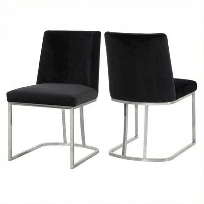 Chrome Contemporary Velvet Dining Chair Set of 2 with Cushioned Seat