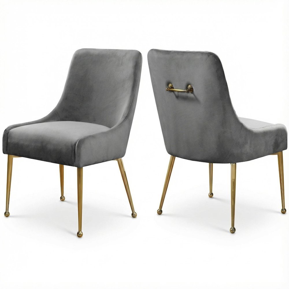 Gold Velvet Dining Chairs Set of 2 with Contemporary Design and Cushioned Seats