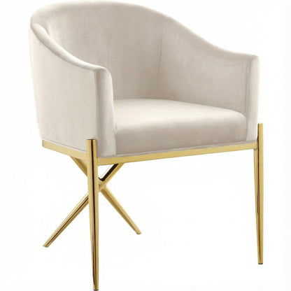 Gold Velvet Dining Chair with Armrest and Contemporary Design 1-Piece SKU