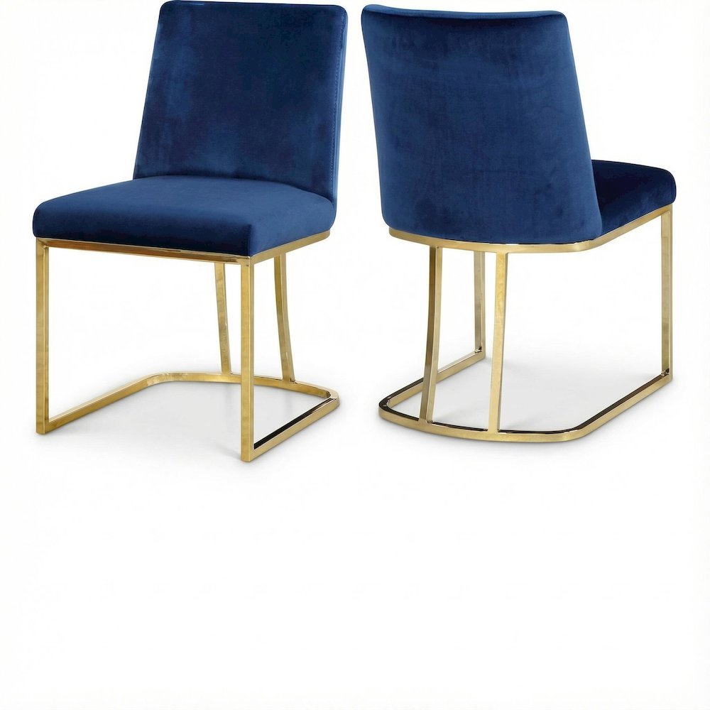 Gold Velvet Dining Chairs Set of 2 with Cushioned Seats and Contemporary Design