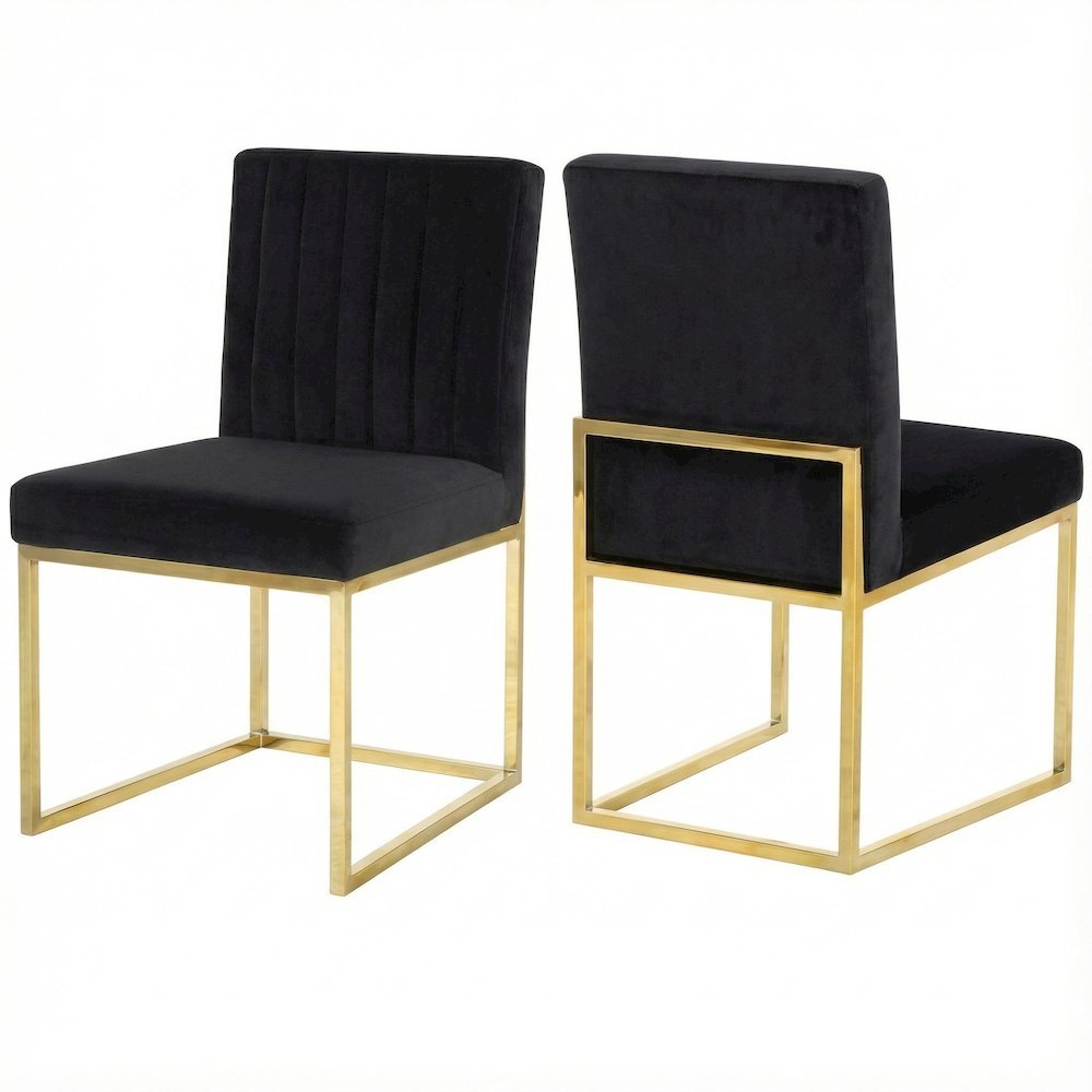 Gold Velvet Dining Chair Set of 2 with Contemporary Design and Cushioned Seats