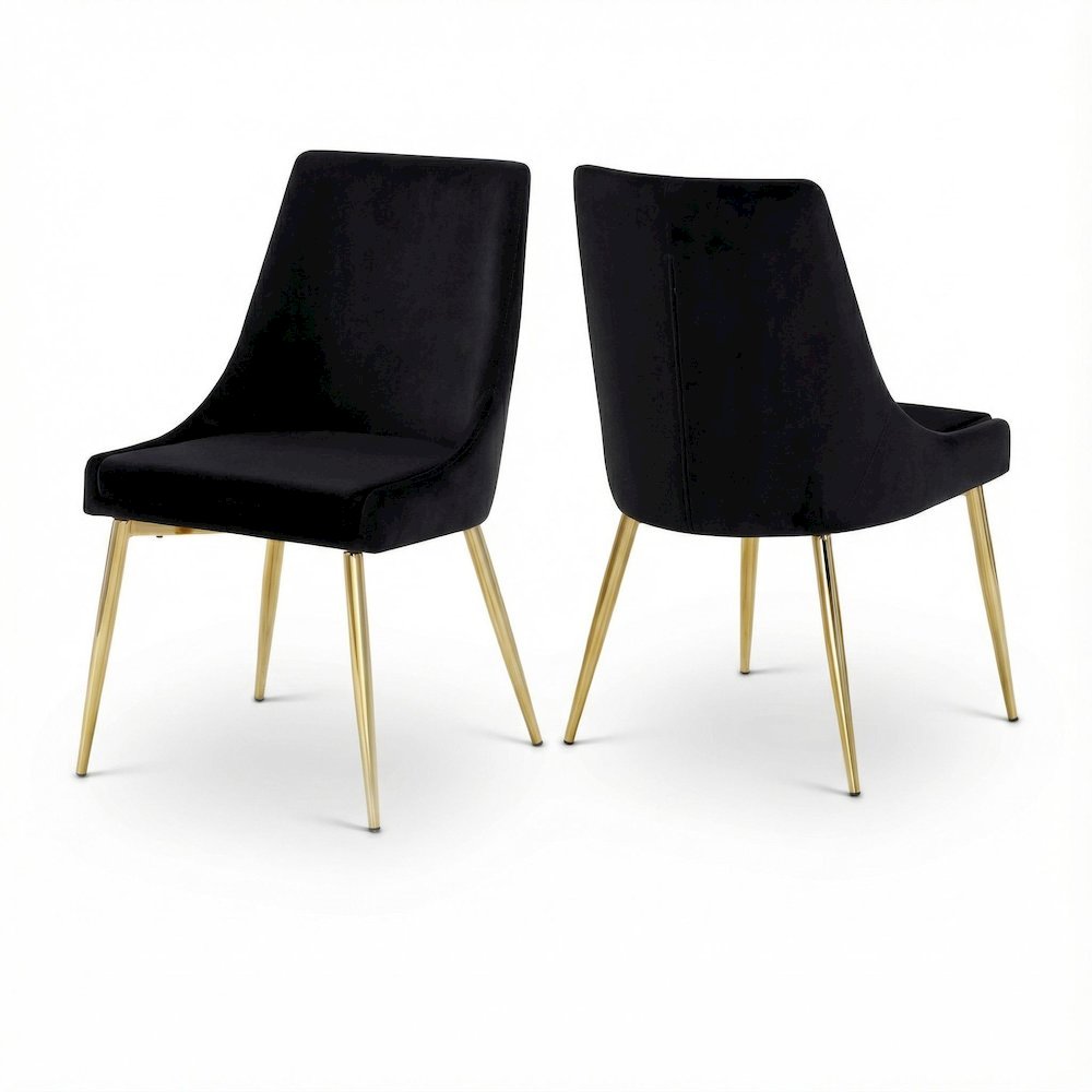 Gold Velvet Dining Chair Set of 2 with Contemporary Design and Cushioned Seats
