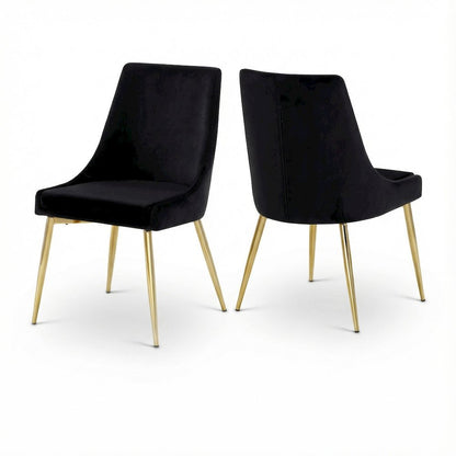 Gold Velvet Dining Chair Set of 2 with Contemporary Design and Cushioned Seats