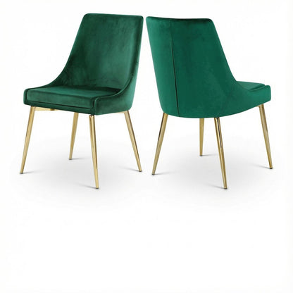 Gold Velvet Dining Chairs Set of 2 with Cushioned Seat and Contemporary Design