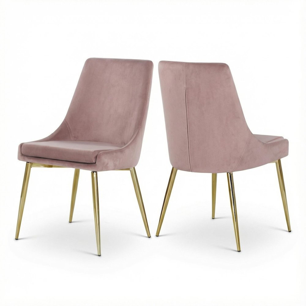Gold Velvet 2-Piece Dining Chairs with Contemporary Design and Cushioned Seat