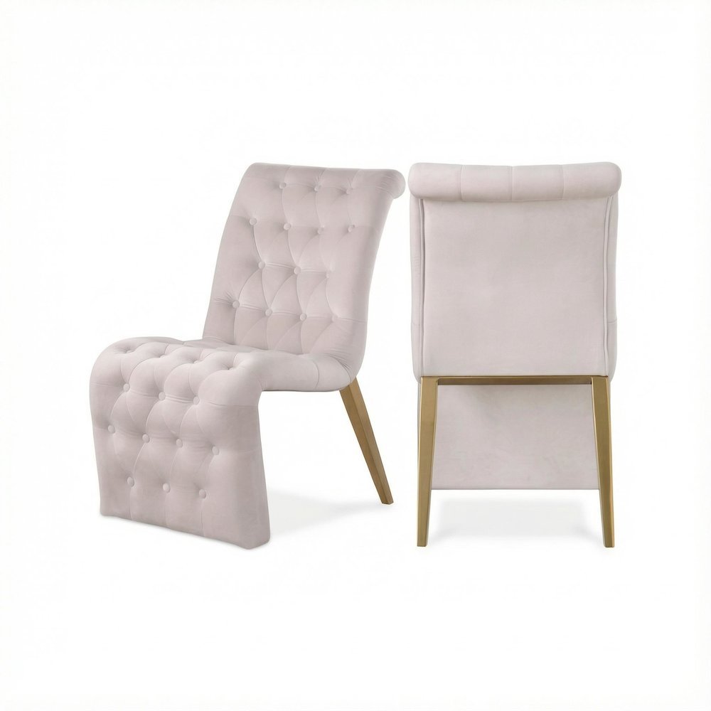 Gold Velvet Dining Chair Set of 2 with d Back and Contemporary Design