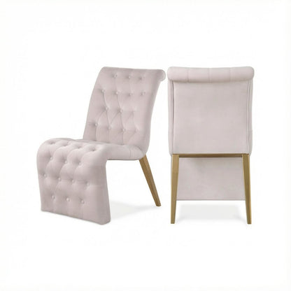 Gold Velvet Dining Chair Set of 2 with d Back and Contemporary Design