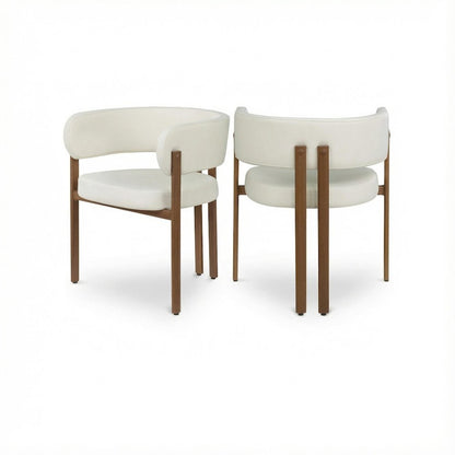 Walnut Vegan Leather Dining Chairs Set of 2 with Contemporary Armrests