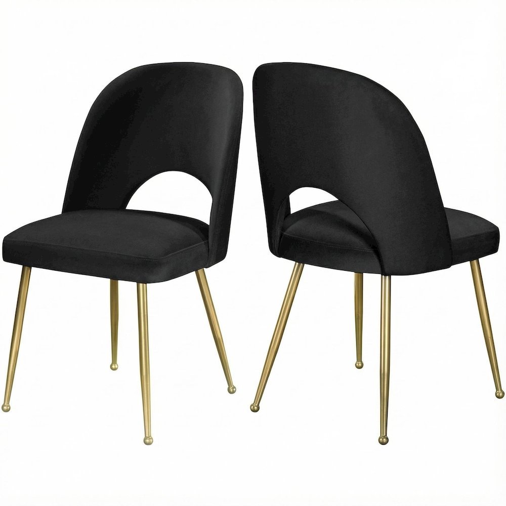 Gold Velvet Dining Chair Set of 2 with Contemporary Design and Cushioned Seat