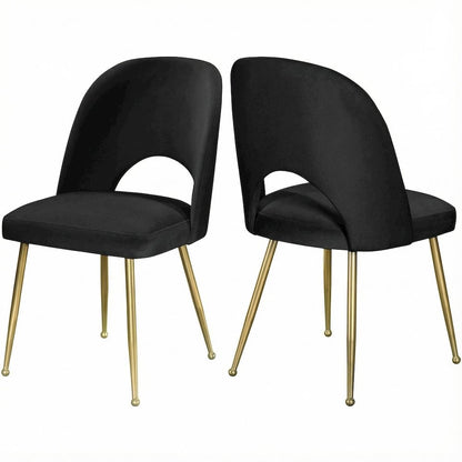 Gold Velvet Dining Chair Set of 2 with Contemporary Design and Cushioned Seat