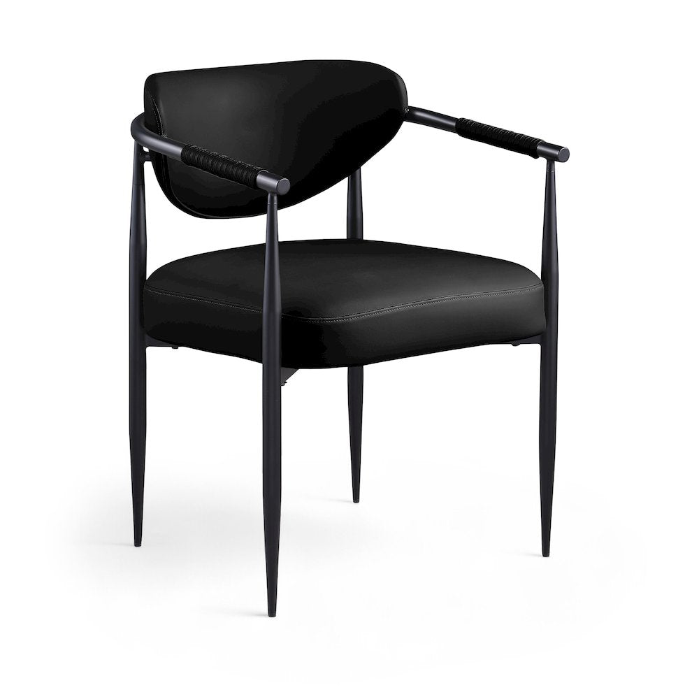 Virella Black Vegan Leather Upholstered Dining Chair, Set of 2