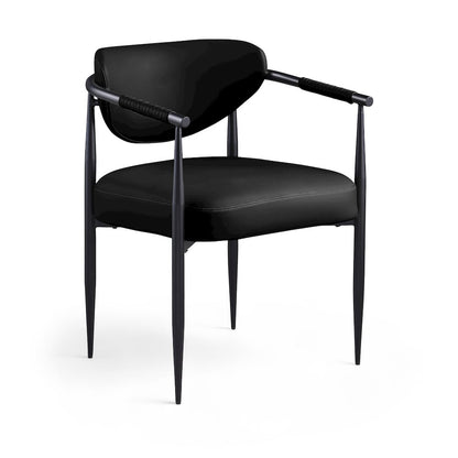 Virella Black Vegan Leather Upholstered Dining Chair, Set of 2