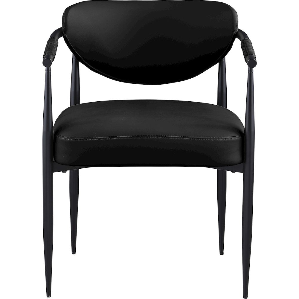 Virella Black Vegan Leather Upholstered Dining Chair, Set of 2