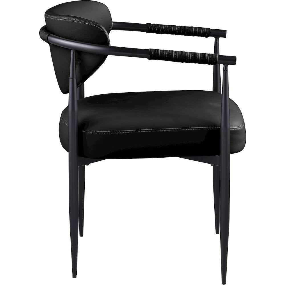 Virella Black Vegan Leather Upholstered Dining Chair, Set of 2