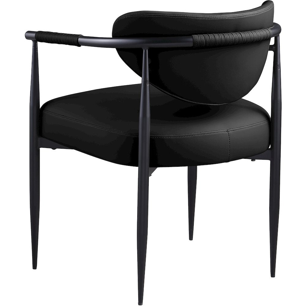 Virella Black Vegan Leather Upholstered Dining Chair, Set of 2