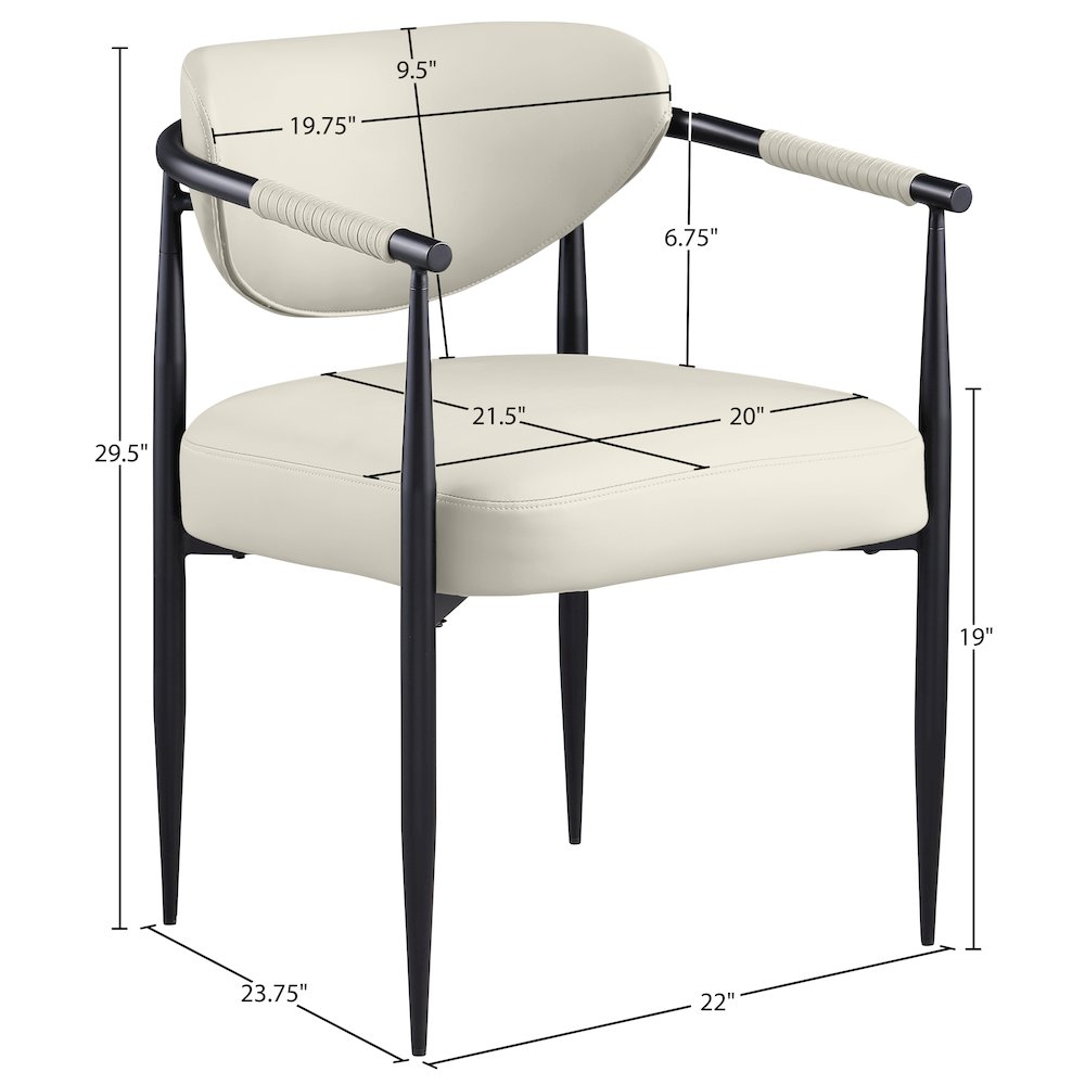 Virella Cream Vegan Leather Upholstered Dining Chair, Set of 2