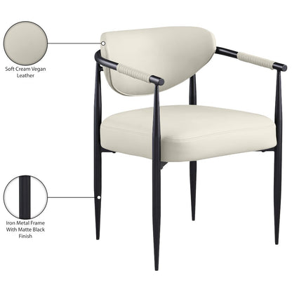 Virella Cream Vegan Leather Upholstered Dining Chair, Set of 2