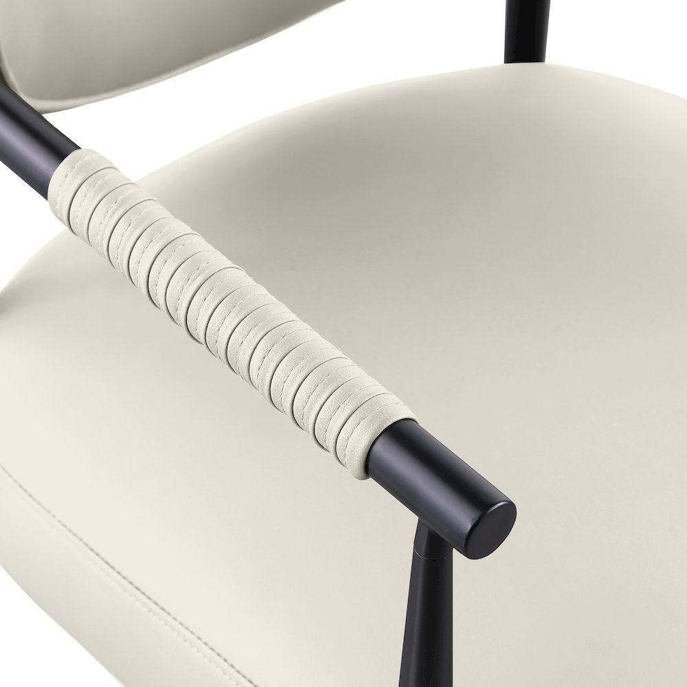 Virella Cream Vegan Leather Upholstered Dining Chair, Set of 2