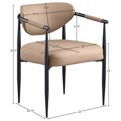 Virella Tan Vegan Leather Upholstered Dining Chair, Set of 2