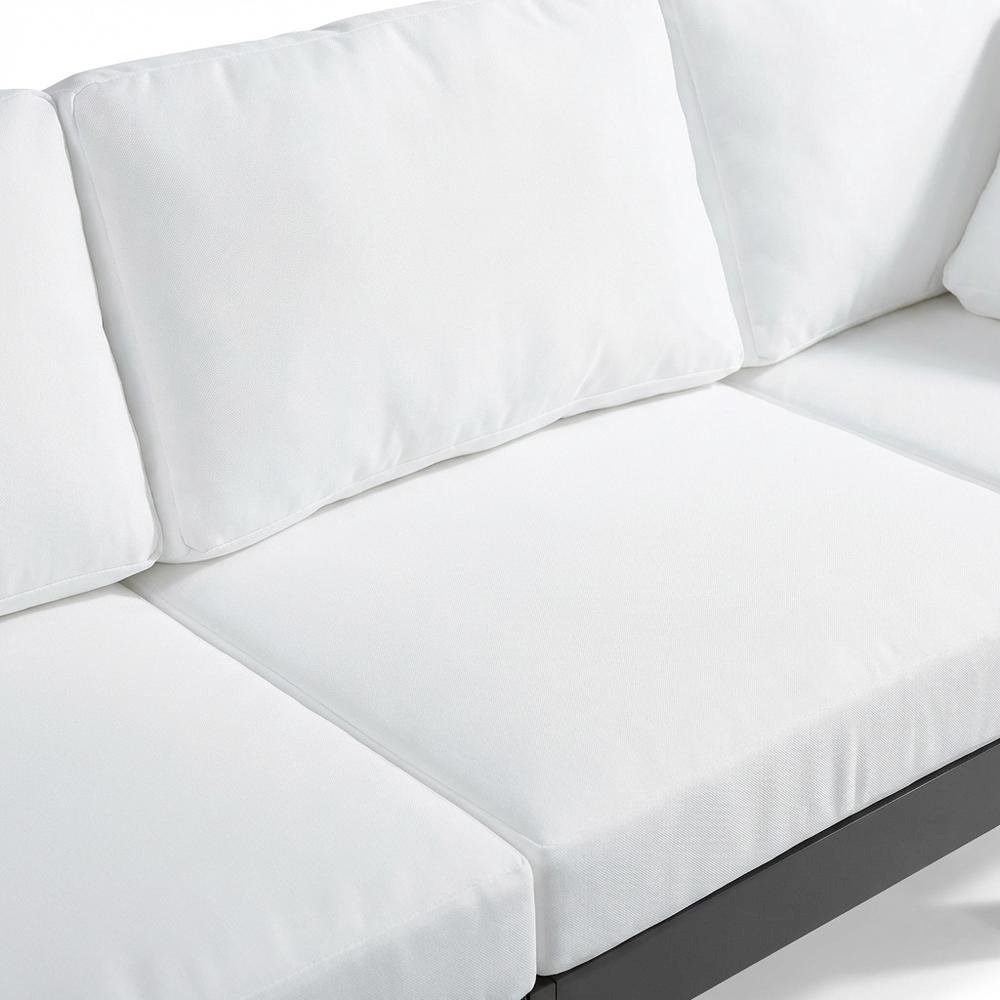 White Fabric Outdoor Modular Sofa With Contemporary Style And Cushioned Back