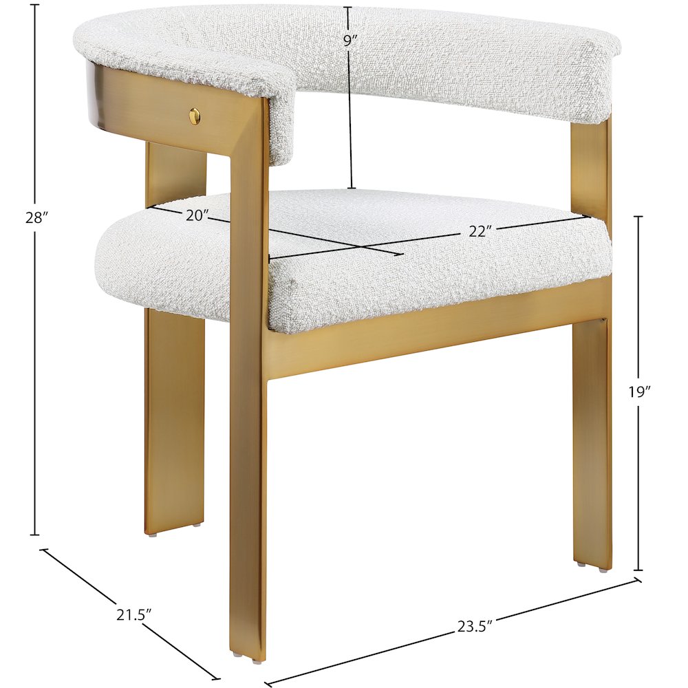 Romeo Cream Boucle Fabric Dining Chair, Set of 2