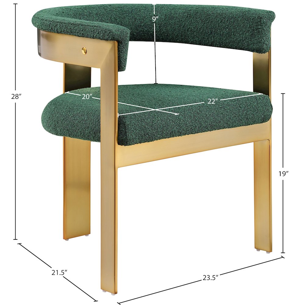 Romeo Green Boucle Fabric Dining Chair, Set of 2