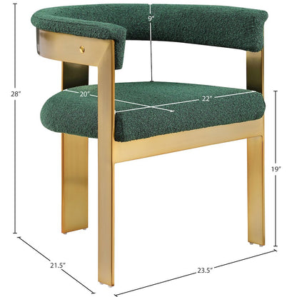 Romeo Green Boucle Fabric Dining Chair, Set of 2