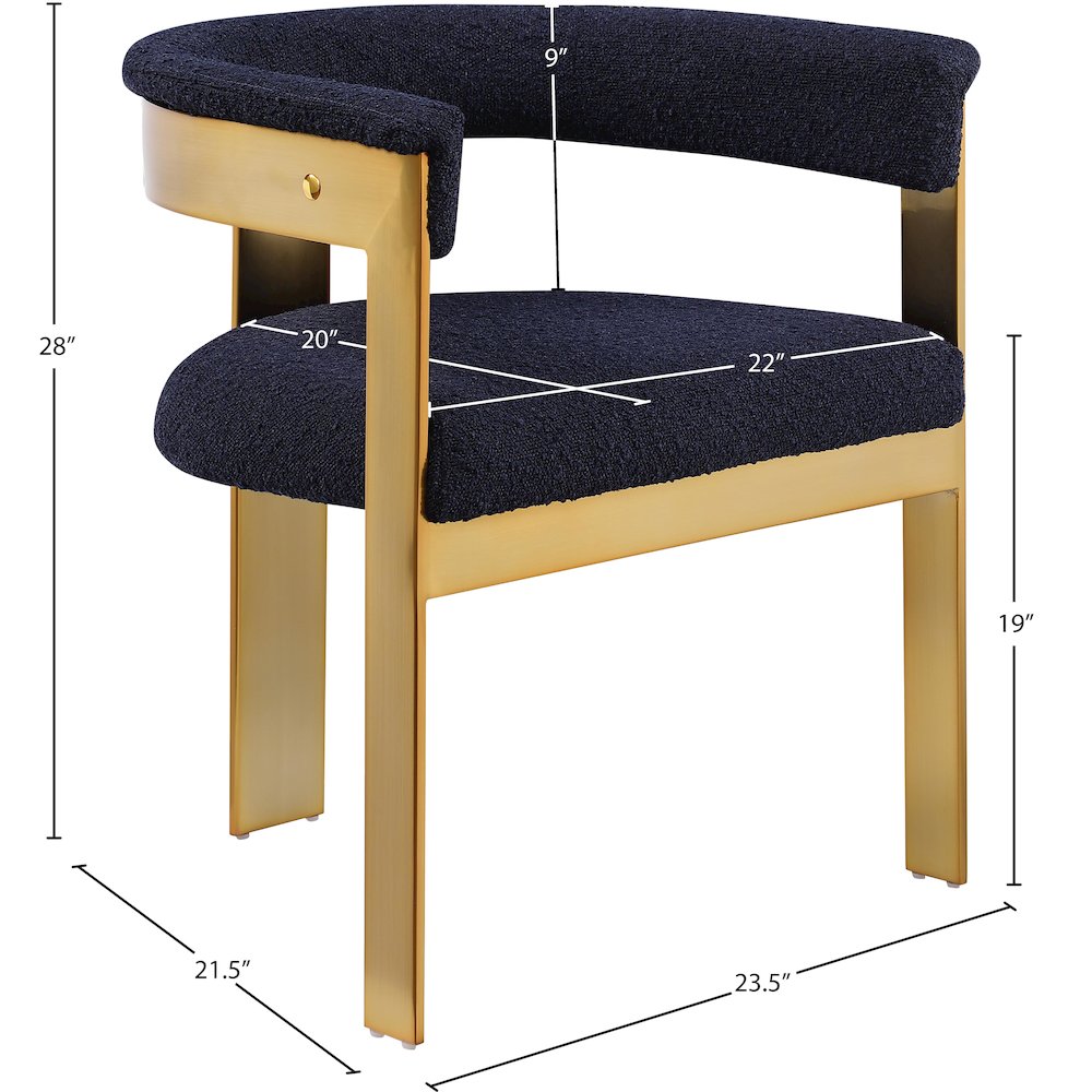 Romeo Navy Boucle Fabric Dining Chair, Set of 2