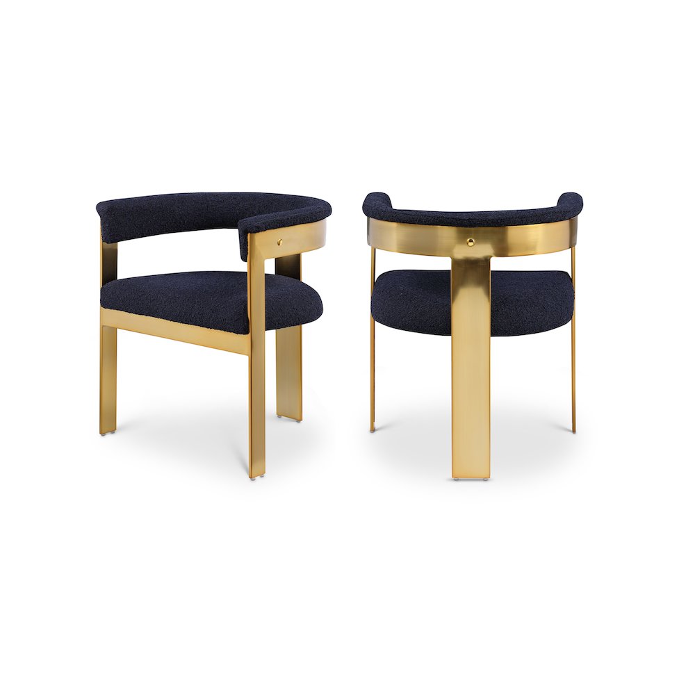 Romeo Navy Boucle Fabric Dining Chair, Set of 2