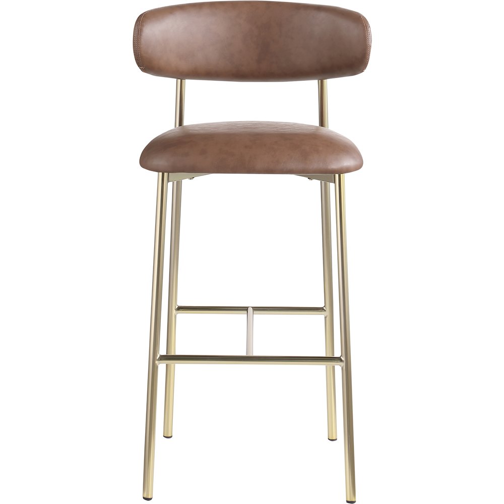 Lupita Brown Vegan Leather Upholstered Bar Stool, Set of 2