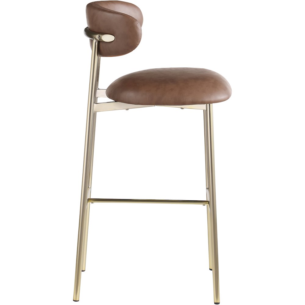 Lupita Brown Vegan Leather Upholstered Bar Stool, Set of 2