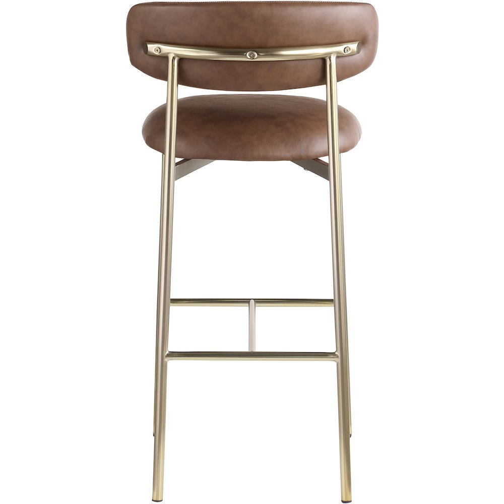 Lupita Brown Vegan Leather Upholstered Bar Stool, Set of 2
