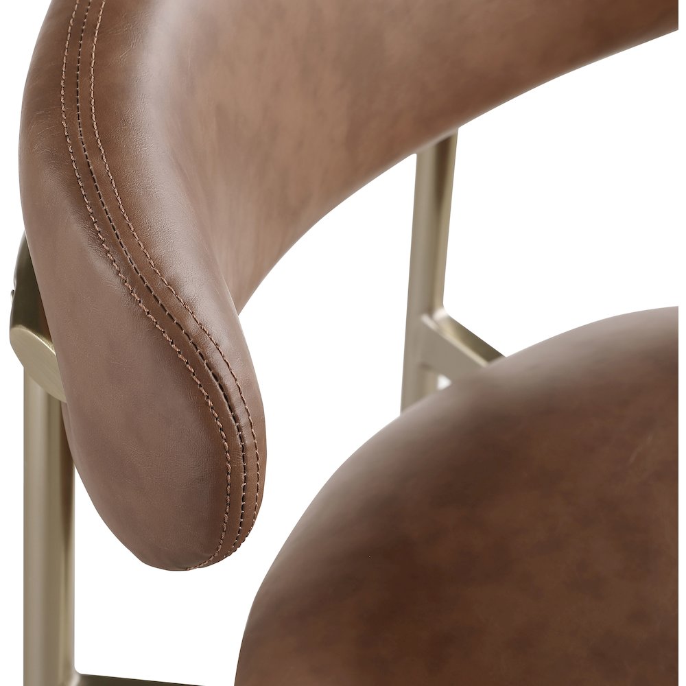 Lupita Brown Vegan Leather Upholstered Bar Stool, Set of 2