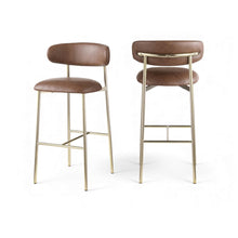 Lupita Brown Vegan Leather Upholstered Bar Stool, Set of 2