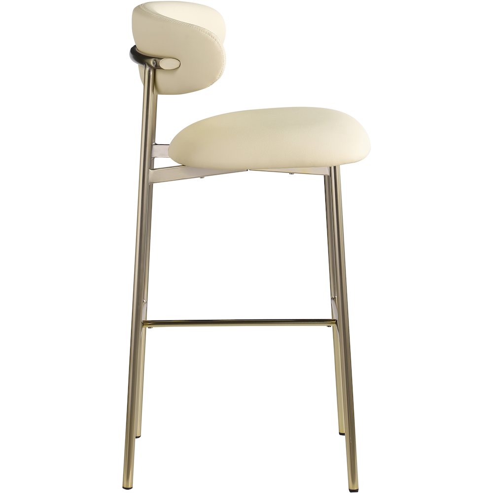 Lupita Cream Vegan Leather Upholstered Bar Stool, Set of 2