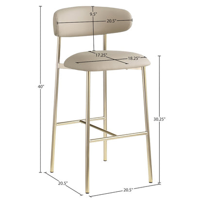 Lupita Taupe Vegan Leather Upholstered Bar Stool, Set of 2