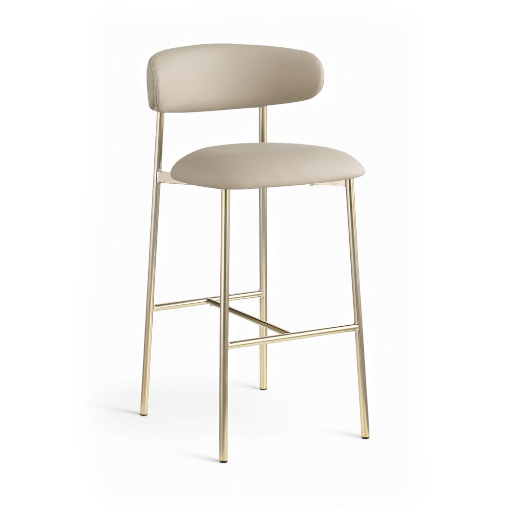Lupita Taupe Vegan Leather Upholstered Bar Stool, Set of 2