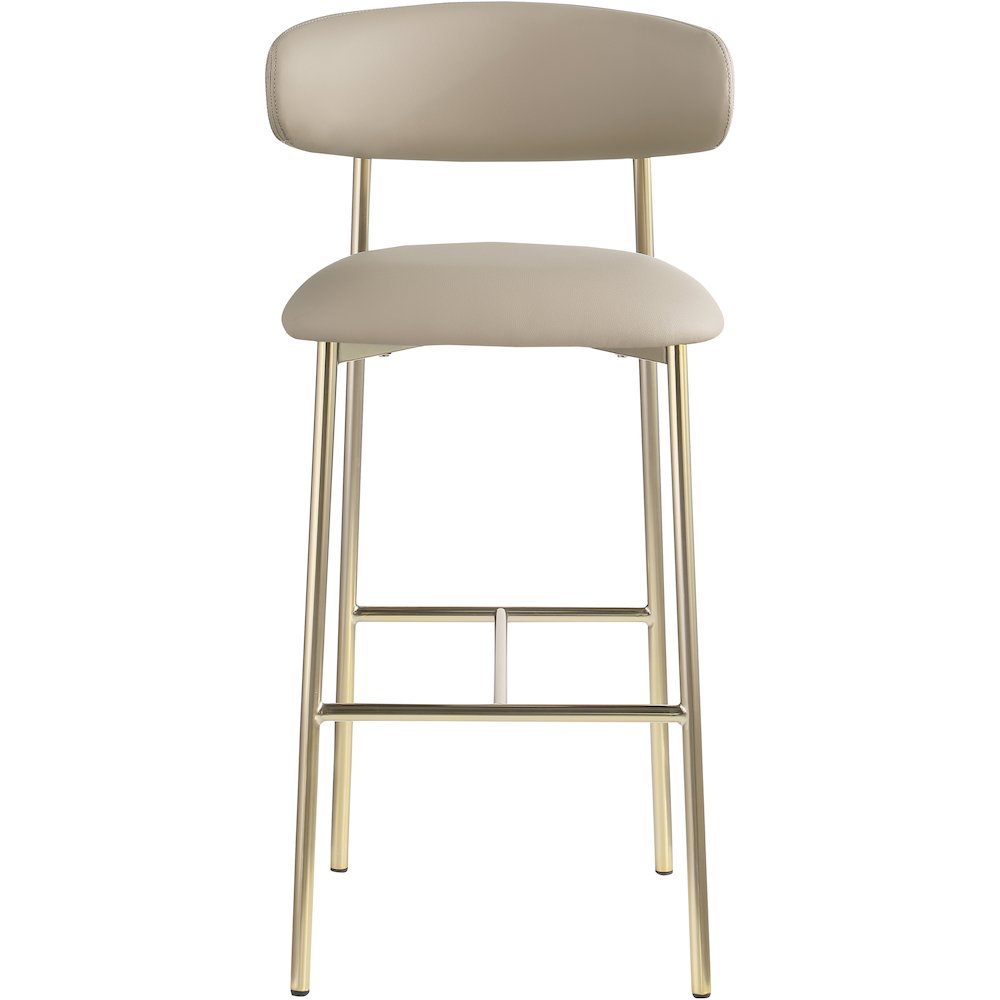 Lupita Taupe Vegan Leather Upholstered Bar Stool, Set of 2