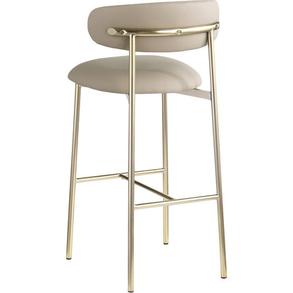 Lupita Taupe Vegan Leather Upholstered Bar Stool, Set of 2